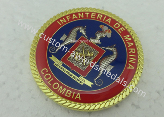 τρισδιάστατα προσαρμοσμένα εξατομικευμένα μαρίνα νομίσματα, νομίσματα της Κολομβίας πρόκλησης με το κράμα ψευδάργυρου