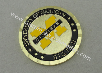Πανεπιστήμιο του Michigan 2.0 εξατομικευμένα ίντσες νομίσματα με το υλικό ορείχαλκου και την τσάντα σακουλών PVC