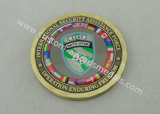 Εξατομικευμένα OTAN νομίσματα του ΝΑΤΟ 2.0 ιντσών ISAF από τη ρίψη κύβων και τη χρυσή επένδυση