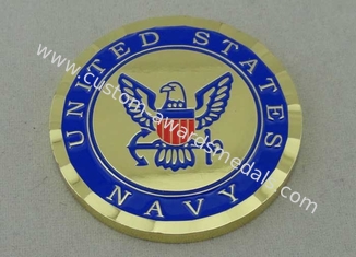 U.S εξατομικευμένο ναυτικό νόμισμα κύβο ορείχαλκου που χτυπιούνται από και 1 3/4 ίντσα, διαφανές κιβώτιο που συσκευάζεται