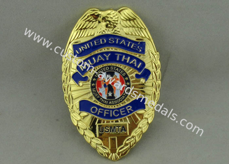 Ταϊλανδικά διακριτικά αναμνηστικών κραμάτων ψευδάργυρου συνήθειας USMTA Muay μαλακό σμάλτο 3.5 ίντσας