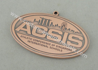 Αθλητικά διεθνή σχολικά χυτά κύβος μετάλλια, παλαιά επένδυση χαλκού μετάλλιο 3.5 ίντσας
