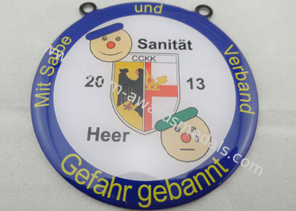 Μετάλλιο εκτύπωσης οθόνης μεταξιού Sanitat Karneval ανοξείδωτου από Gefahr Gebannt, επίπεδος ή διπλός την πλευρά