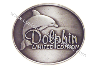 Προσαρμοσμένο παλαιό ασημένιο καμμμένο επένδυση διακριτικό δελφινιών, διακριτικά αναμνηστικών πηούτερ για την κούπα