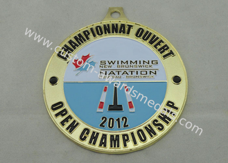Κολυμπώντας μετάλλιο σμάλτων του Νιού Μπρούνγουικ, χρυσή επένδυση, διάβρωση και στις δύο πλευρές