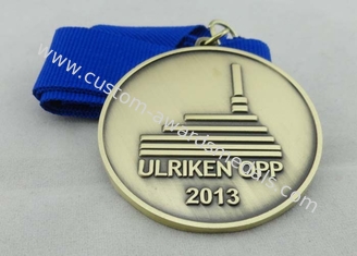 Ulriken OPP 2013 μπλε κύβος μεταλλίων κορδελλών χυτός, παλαιό καλυμμένο ορείχαλκος μετάλλιο