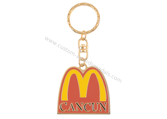 Χρυσός χαλκός Plaed που σφραγίζει MacDonald προωθητικό Keychain για τον εορτασμό επιχείρησης, σχολείο, λέσχη