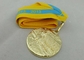 Καλυμμένα χρυσός μετάλλια κορδελλών τρισδιάστατα