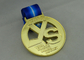 Χυτά κύβος μετάλλια χόκεϋ με την μπλε κορδέλλα για την αθλητικά συνεδρίαση/το φεστιβάλ