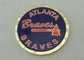 2.5 ίντσα προσωποποίησε τα νομίσματα από τον ορείχαλκο που σφραγίστηκε 4.0 χιλ. για Braves